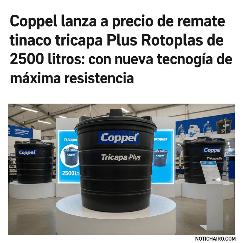 Coppel lanza a precio de remate tinaco tricapa Plus Rotoplas de 2500 litros: con nueva tecnología de máxima resistencia