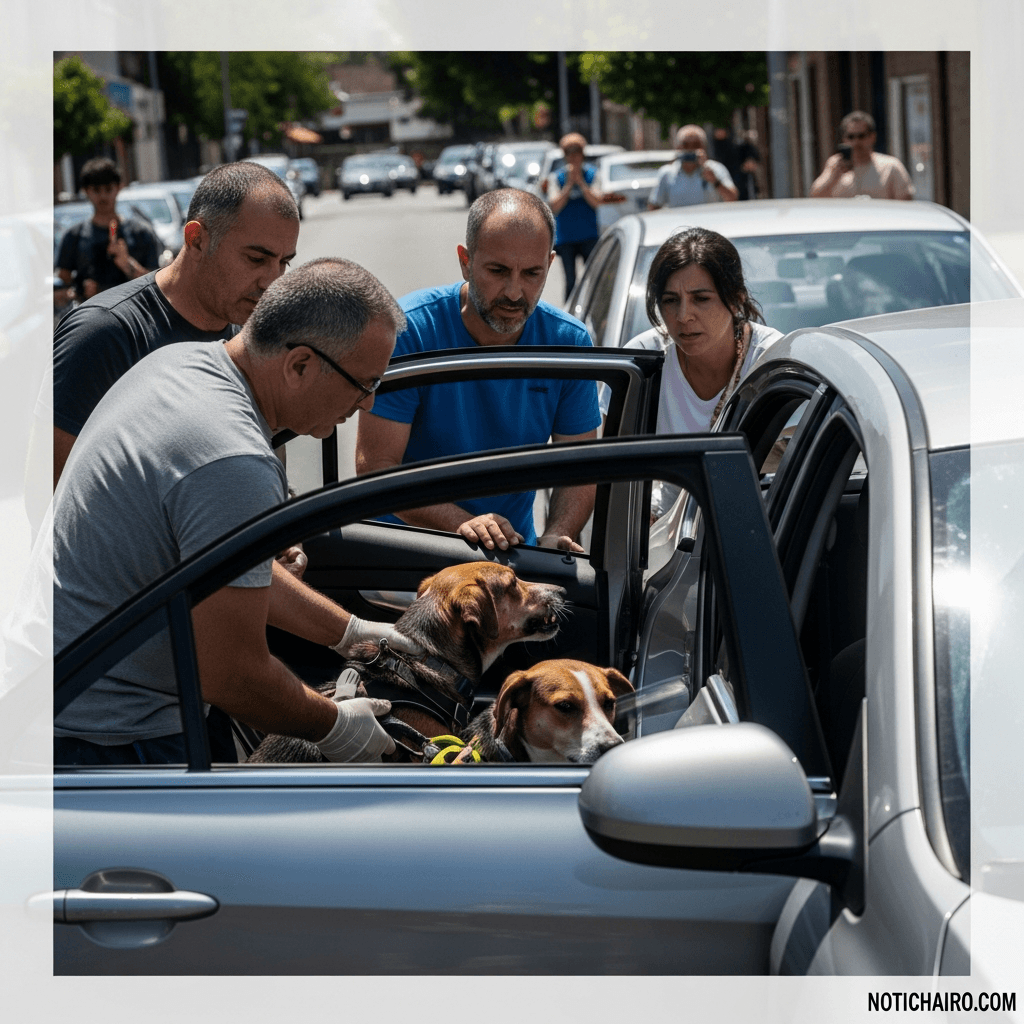 Hombre deja encerrados a dos perros dentro de su carro, vecinos intentan salvarlos y uno de ellos muere | IMÁGENES FUERTES