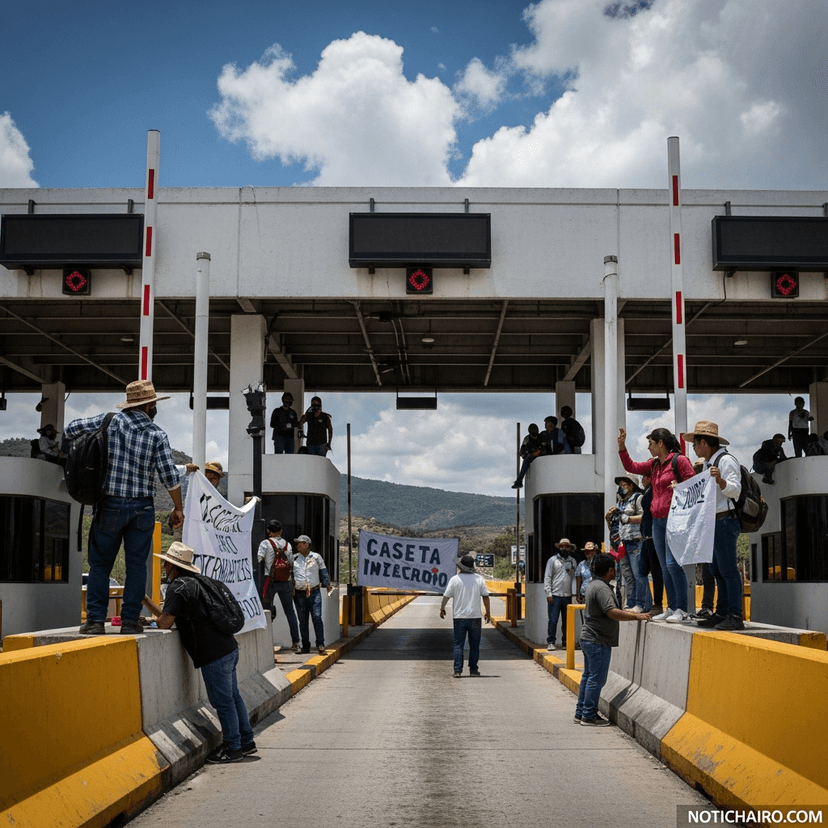 Normalistas toman caseta en Guerrero