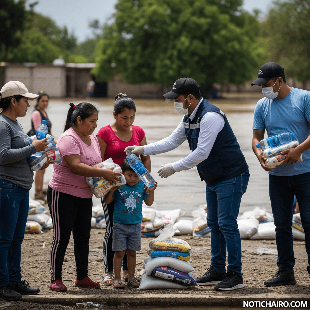 Entregan apoyos a familias afectadas por desbordamiento del río Zacamulpa en Huixquilucan