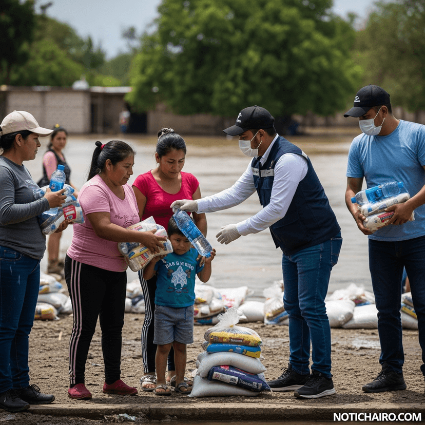 Entregan apoyos a familias afectadas por desbordamiento del río Zacamulpa en Huixquilucan