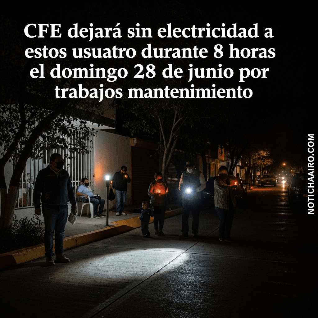 CFE dejará sin electricidad a estos usuarios durante 8 horas el domingo 28 de junio por trabajos de mantenimiento