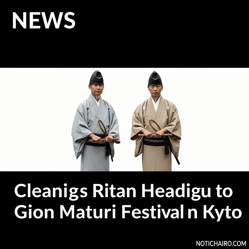 Rito de limpieza rumbo al festival Gion Matsuri en Kioto