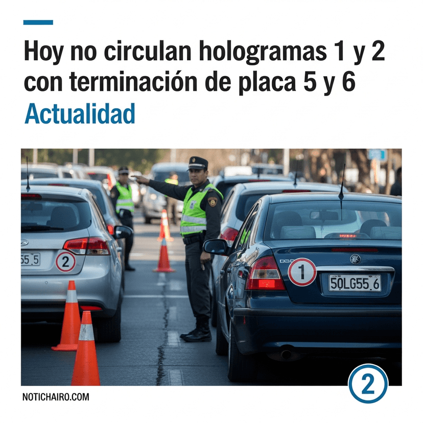 Hoy no circulan hologramas 1 y 2 con terminación de placa 5 y 6