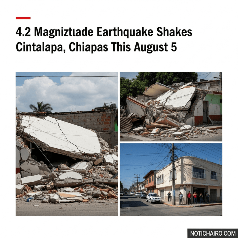 Sismo de magnitud 4.2 sacude Cintalapa, Chiapas este 5 de agosto