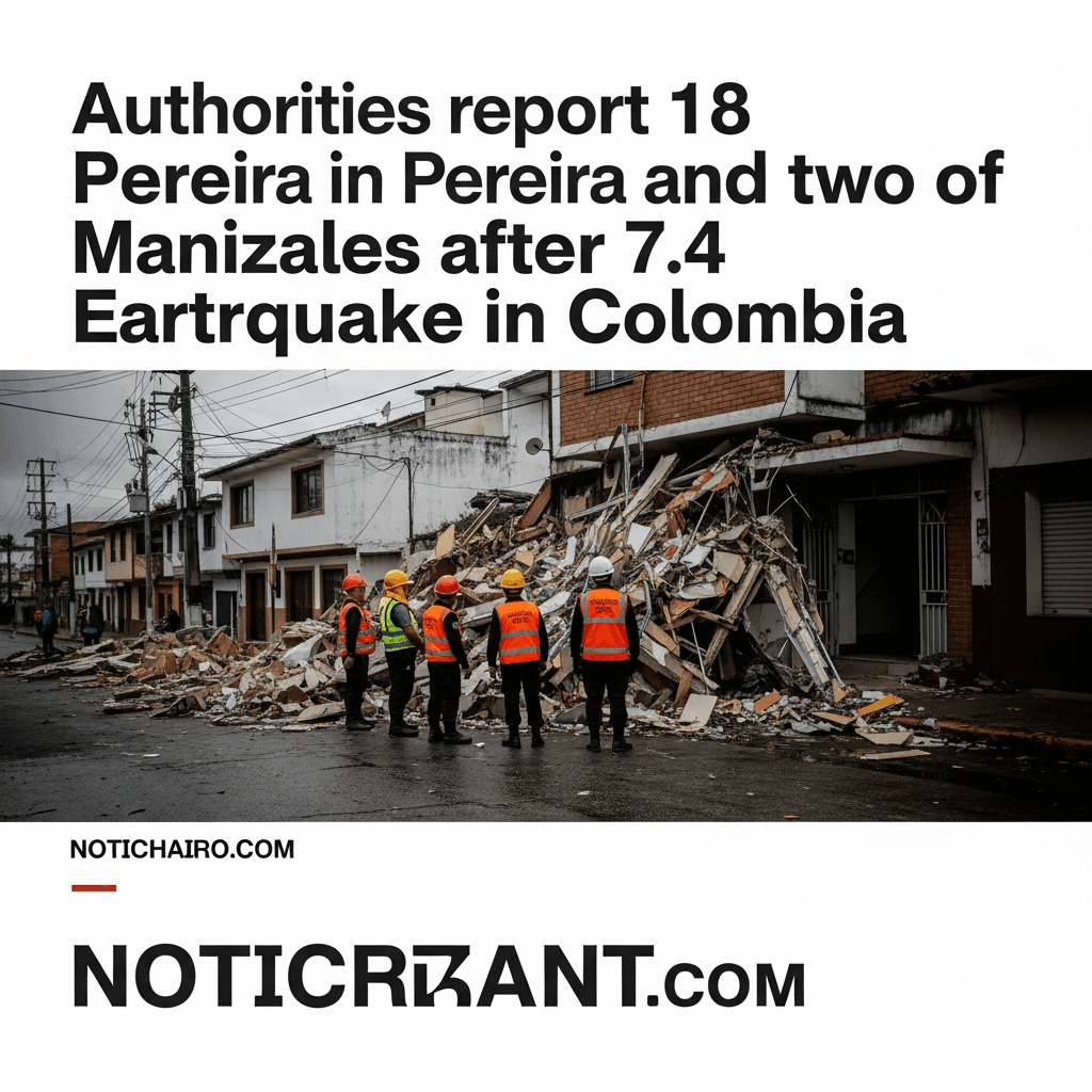 Autoridades reportan 18 muertos en Pereira y dos en Manizales tras sismo de 7,4 en Colombia