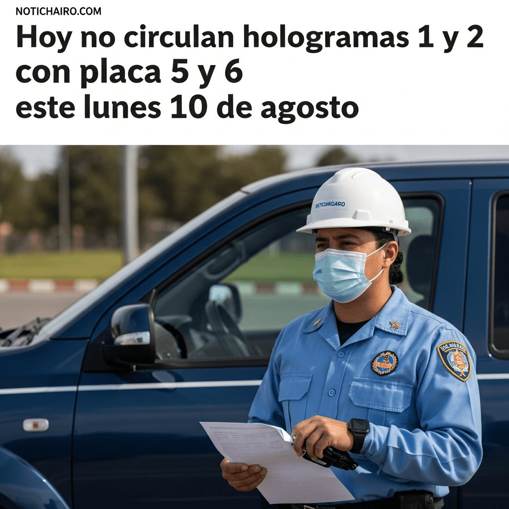 Hoy no circulan hologramas 1 y 2 con placa 5 y 6 este lunes 10 de agosto
