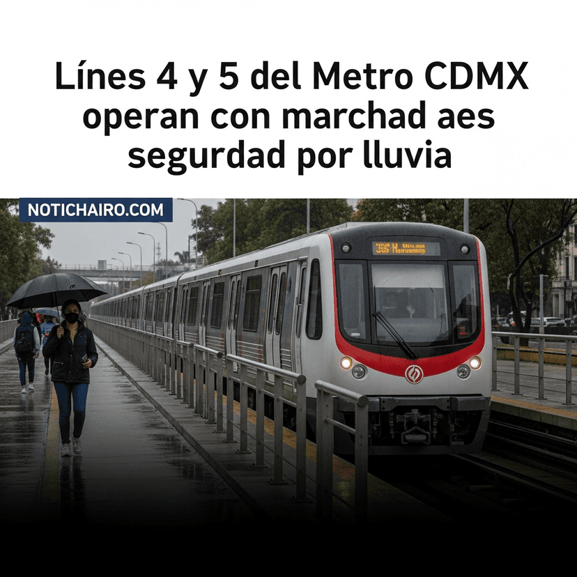 Líneas 4 y 5 del Metro CDMX operan con marcha de seguridad por lluvia