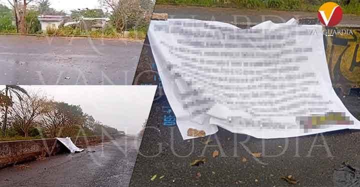 ¡Colocan una lona con un mensaje de advertencia, en Coatzacoalcos!