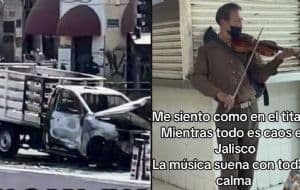 Como en el Titanic, violinista se hace viral en medio de la violencia desatada en Jalisco