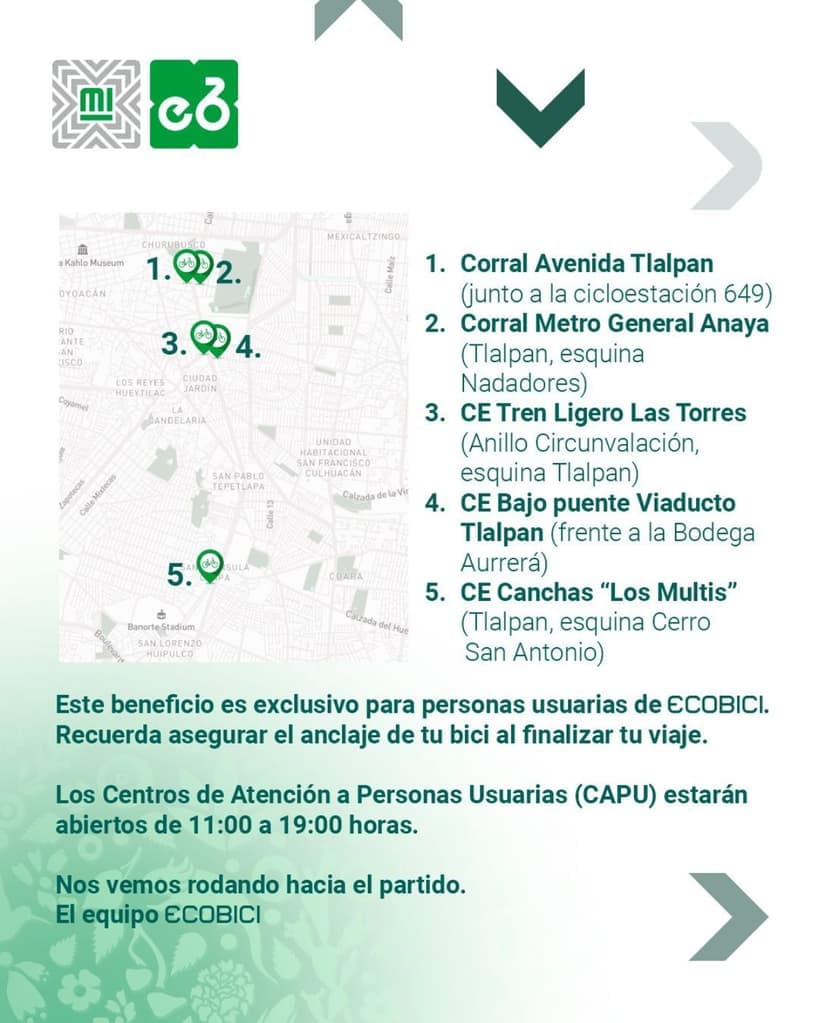 Ecobici abre puntos temporales para llegar al Estadio Ciudad de México: ¿dónde están?
