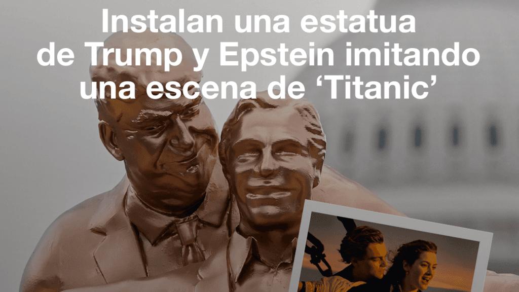 Estados Unidos: instalan una estatua de Trump y Epstein imitando una escena de 'Titanic'