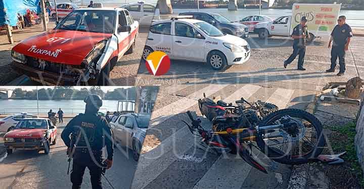¡Estudiante motorizado herido al estrellarse con un taxista de Tuxpan!