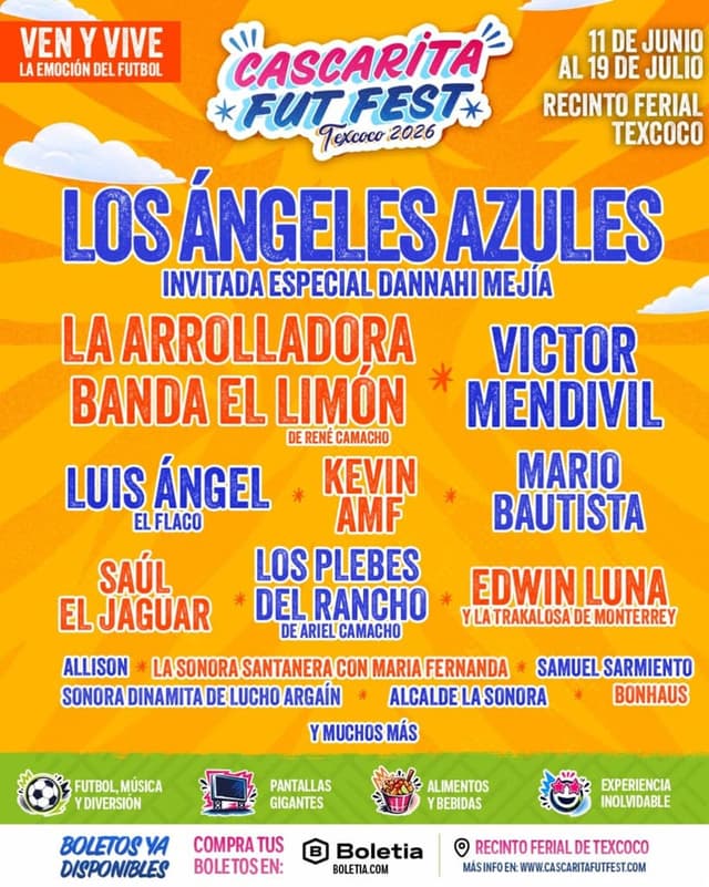 Futbol, Los Ángeles Azules y La Arrolladora: así será Cascarita Fut Fest 2026