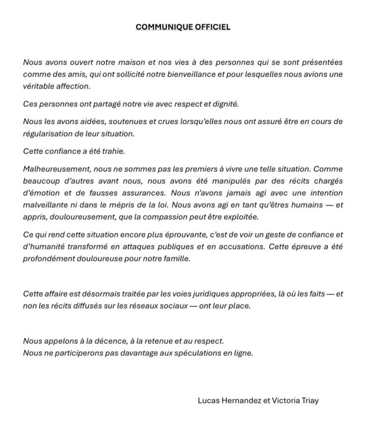 Futbolista del PSG, Lucas Hernández y su esposa, Victoria Tray, acusados de tráfico de personas y empleo ilegal