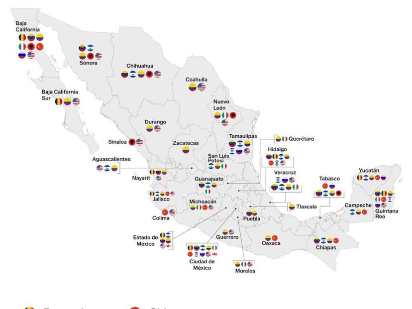 Las mafias criminales extranjeras que operan en México, explicadas en un mapa