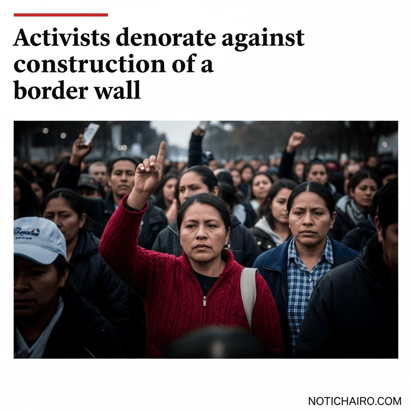 Activistas se manifiestan contra la construcción de un muro fronterizo