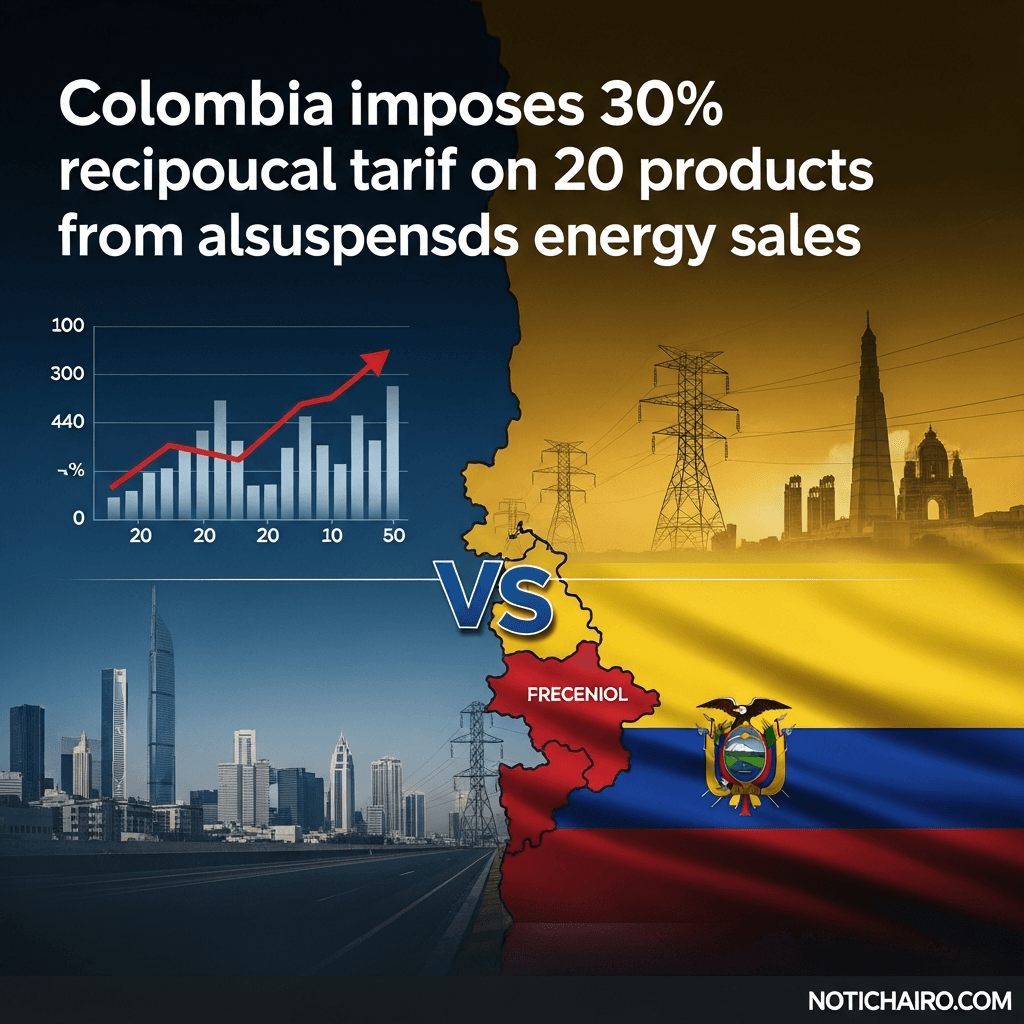 Colombia impone arancel recíproco del 30% a 20 productos de Ecuador y suspende venta de energía