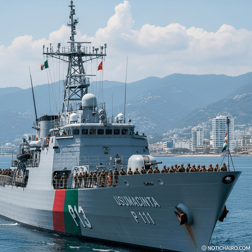 El buque Usumacinta llega a Puerto Vallarta con 103 marinos