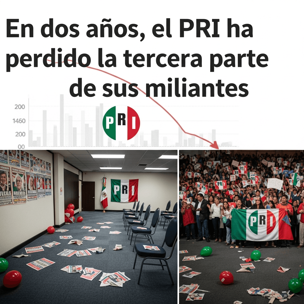 En dos años, el PRI ha perdido la tercera parte de sus militantes