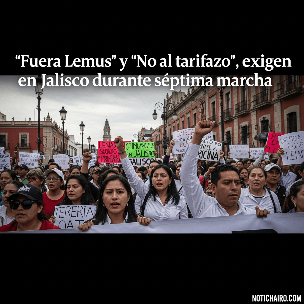 “Fuera Lemus” y “no al tarifazo”, exigen en Jalisco durante séptima marcha