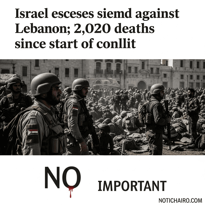 Israel recrudece asedio contra Líbano; suman 2 mil 20 muertos desde el inicio del conflicto