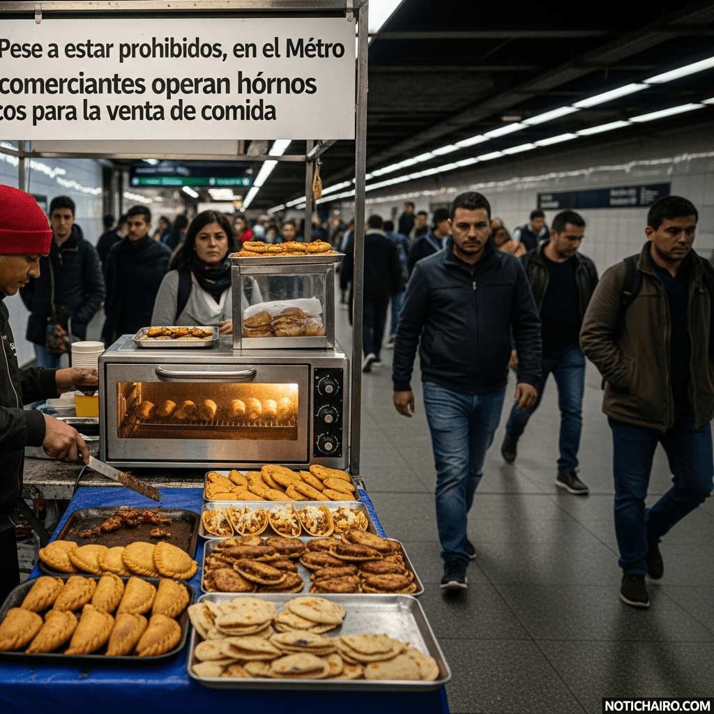 Pese a estar prohibidos, en el Metro comerciantes operan hornos eléctricos para la venta de comida