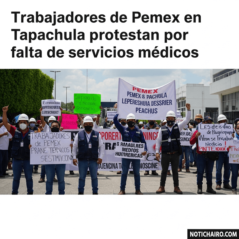 Trabajadores de Pemex en Tapachula protestan por falta de servicios médicos