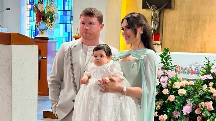 Saúl ‘Canelo’ Álvarez y Fernanda Gómez celebran el bautizo de Eva Victoria con una elegante fiesta familiar